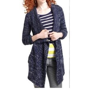 Anthropologie Yellow Bird Convertible Chunky Blue Marled Sweater Small